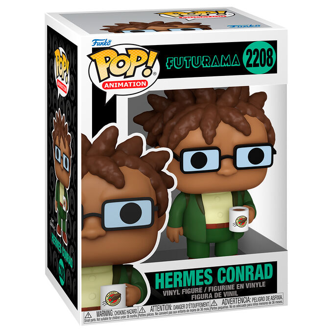 Figura Funko POP! de Hermes Conrad con uniforme verde y taza de Planet Express - 2