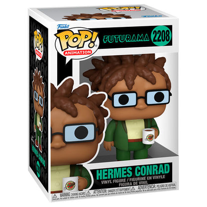 Figura Funko POP! de Hermes Conrad con uniforme verde y taza de Planet Express - 2