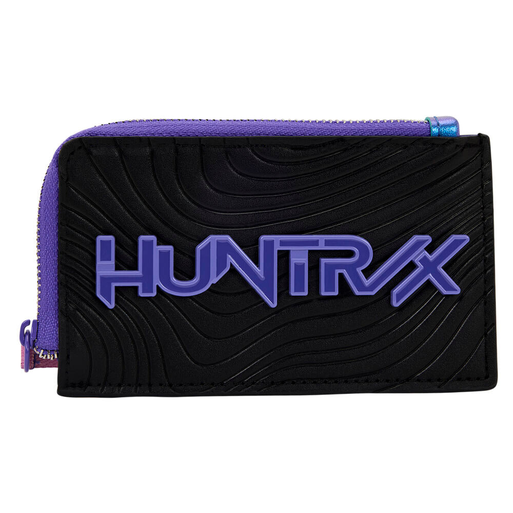 Tarjetero Loungefly Huntrix negro con detalles morados