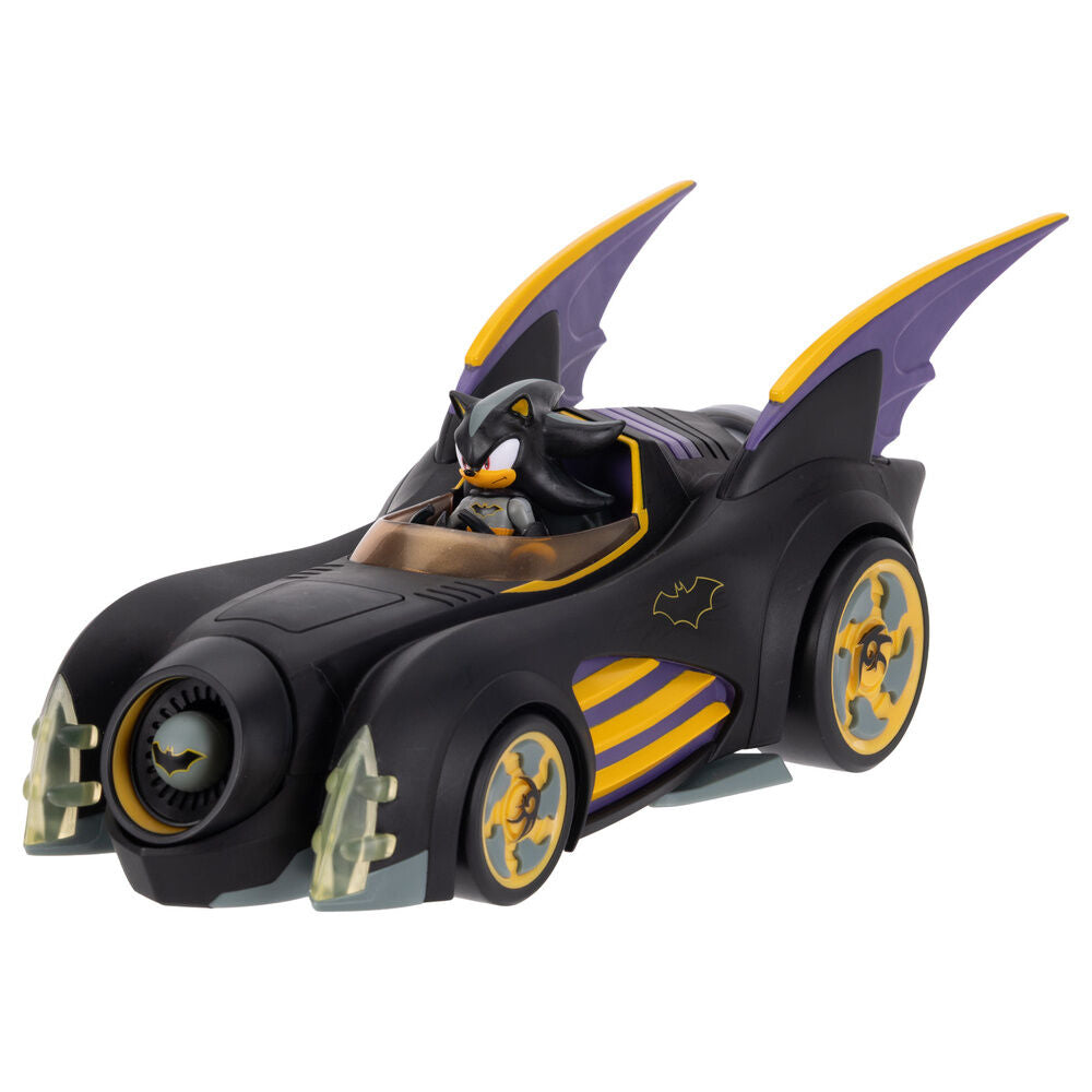Batmobile negro con detalles amarillos y figura Shadow Batman de Sonic - 5