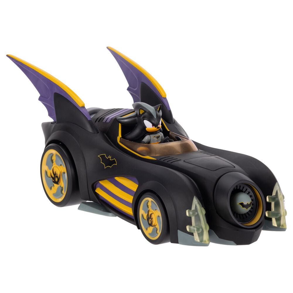 Batmobile negro con detalles amarillos y figura Shadow Batman de Sonic - 8