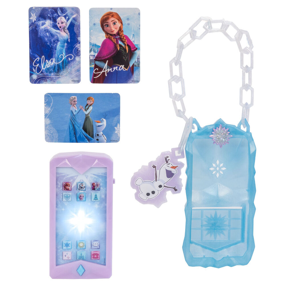 Teléfono de juguete Frozen con funda azul y dije de Olaf