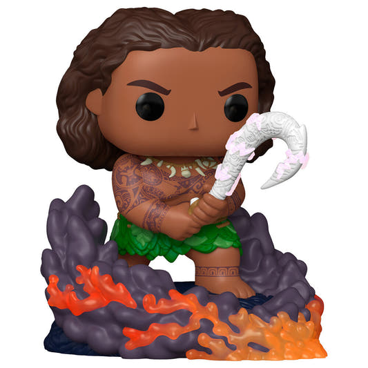 Figura Funko POP! Premium de Maui con anzuelo y base con fuego