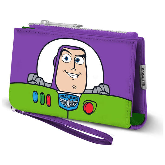 Cartera morada de Buzz Lightyear de Toy Story con cremallera y muñequera