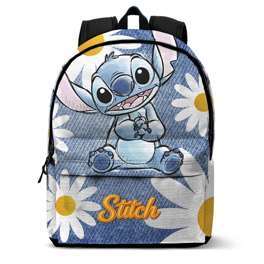 Mochila azul de Stitch Disney con flores