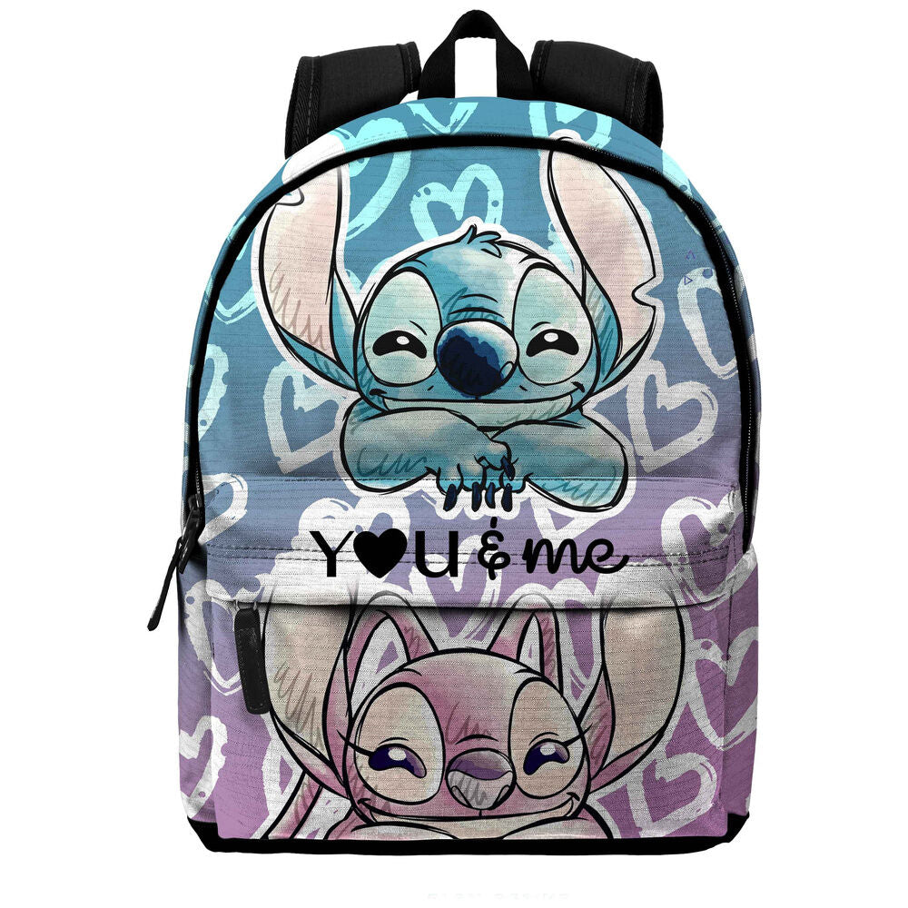 Mochila Disney de Angel y Stitch en tonos azules y malva