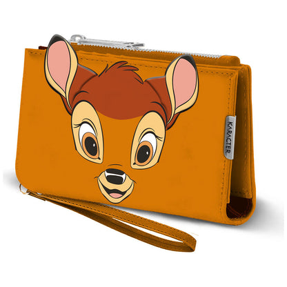 Cartera naranja de Bambi Disney con cremallera y correa de mano