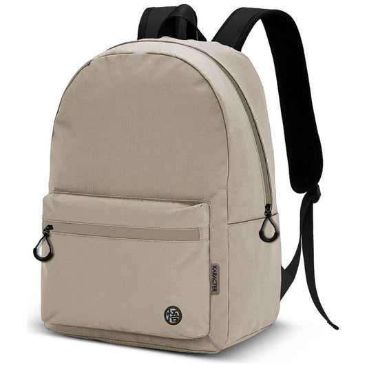 Mochila beige de Dragon Ball con bolsillo frontal y tirantes negros