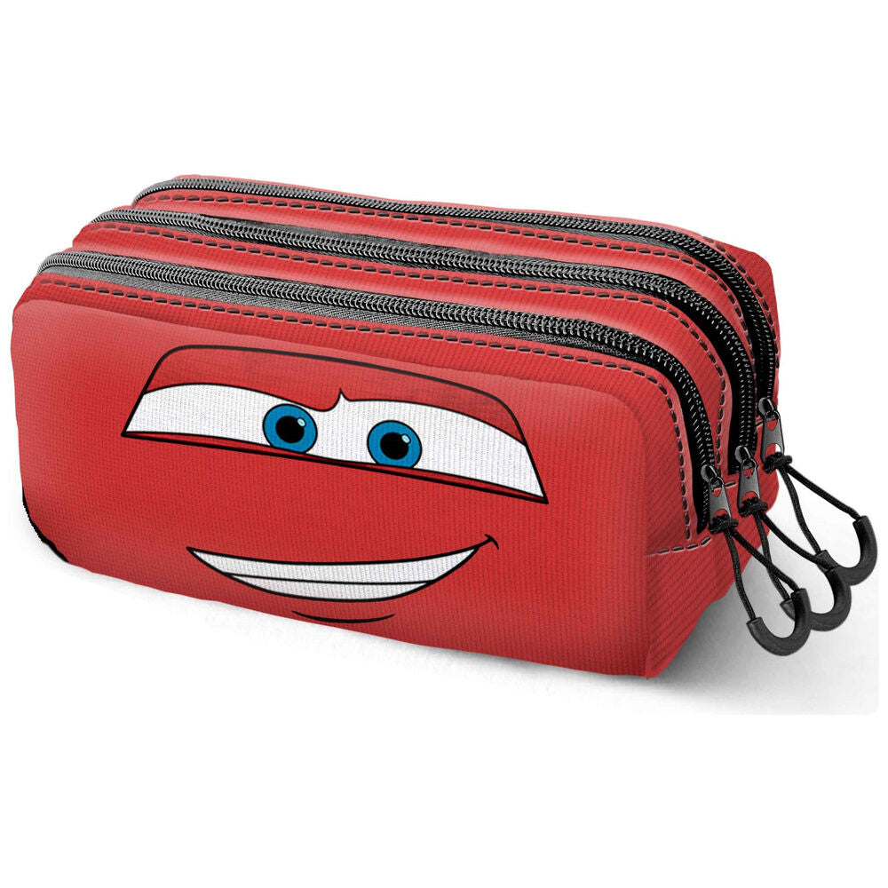 Portatodo triple rojo de Cars 3 Disney Pixar con tres cremalleras