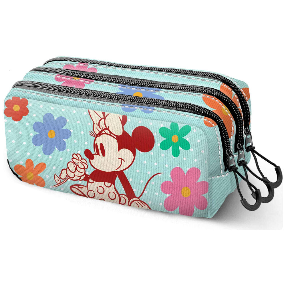 Portatodo triple Bloom de Minnie Disney en color turquesa con flores