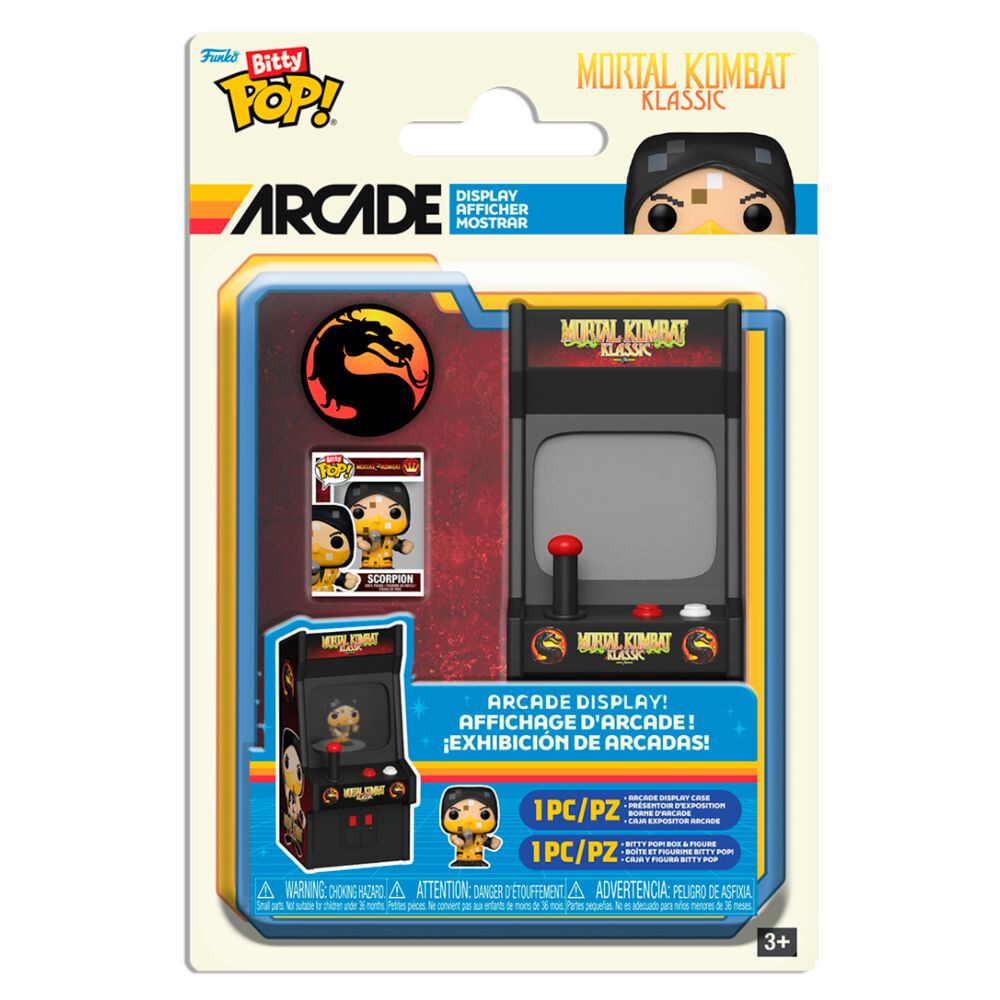 Figura Funko Bitty POP! de Scorpion de Mortal Kombat Klassic con expositor arcade