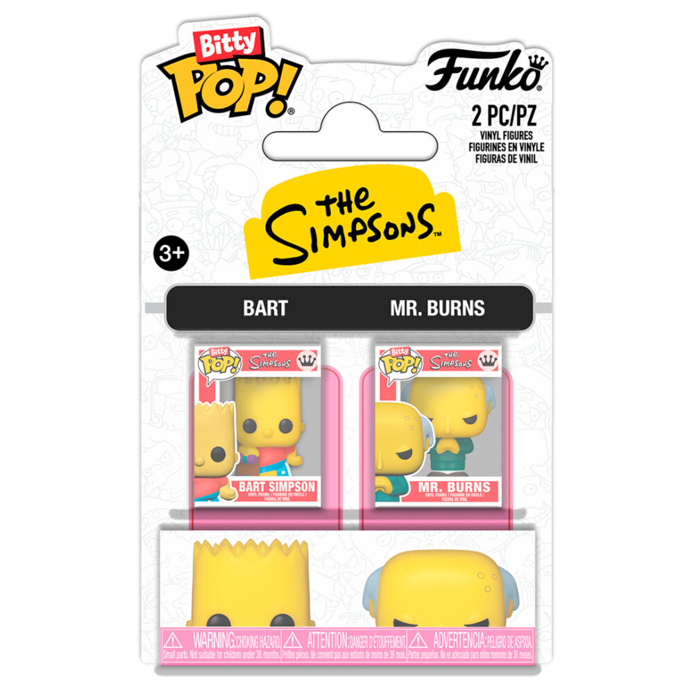Blíster FUNKO Bitty POP de Los Simpsons con Bart Simpson y Mr. Burns