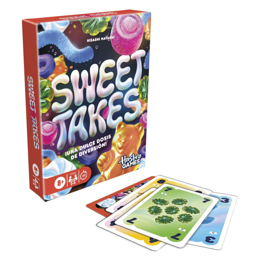 Juego de cartas Sweet Takes de Hasbro con diseño de dulces
