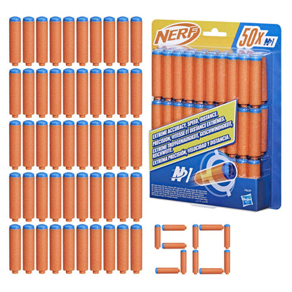 Pack de 50 dardos de espuma Nerf N1 naranjas con punta azul