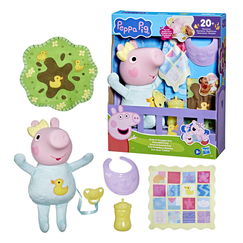 Muñeca interactiva Evie de Peppa Pig con chupete, biberón y accesorios