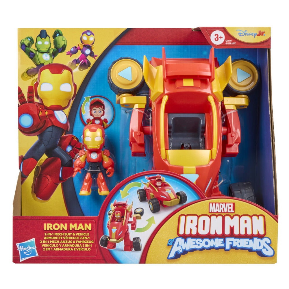 Figura de Iron Man con vehículo transformable rojo y dorado - 2