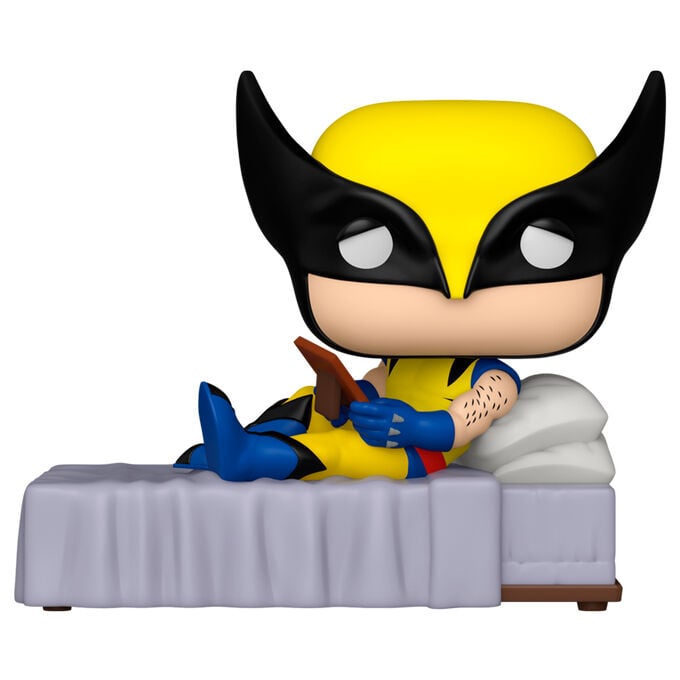 Figura Funko POP Deluxe de Lobezno tumbado sobre una base con cojín