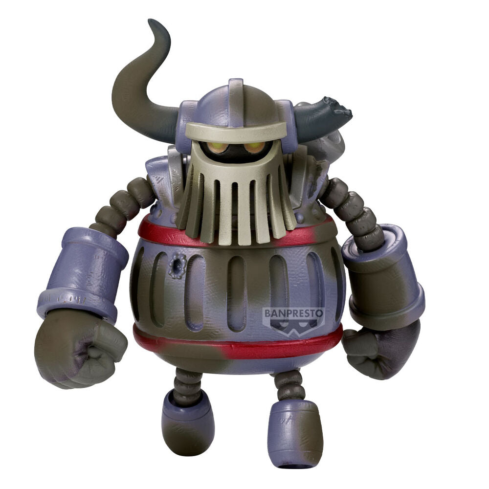 Figura Iron Giant Mega World Collectable de One Piece de Banpresto, con armadura gris, morada y roja