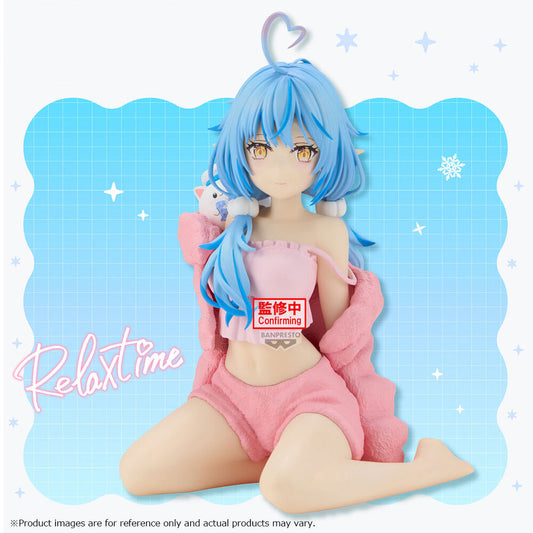 Figura sentada de Yukihana Lamy con cabello azul y vestimenta rosa - 2