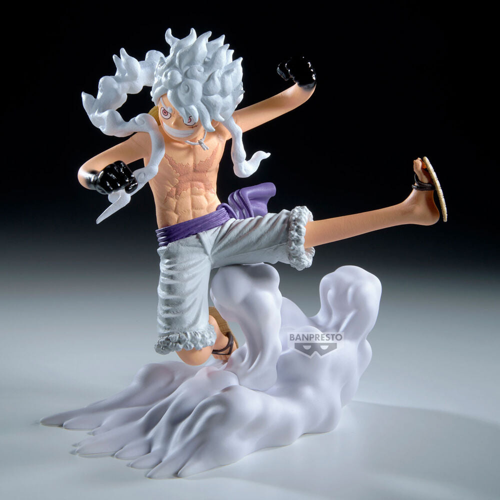 Figura de Monkey D. Luffy Senkozekkei de One Piece en pose de acción sobre una base de nubes - 3