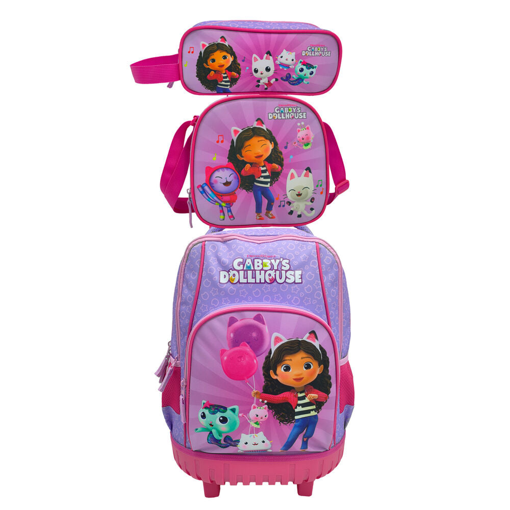Set escolar Gabby’s Dollhouse con trolley, portatodo y bolsa portameriendas