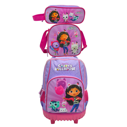 Set escolar Gabby’s Dollhouse con trolley, portatodo y bolsa portameriendas