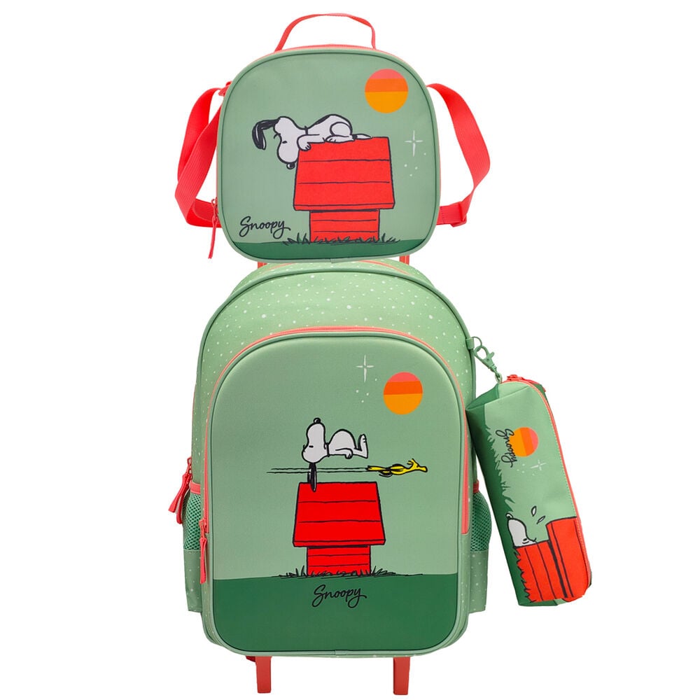 Set escolar Snoopy Peanuts con trolley, portatodo y portameriendas