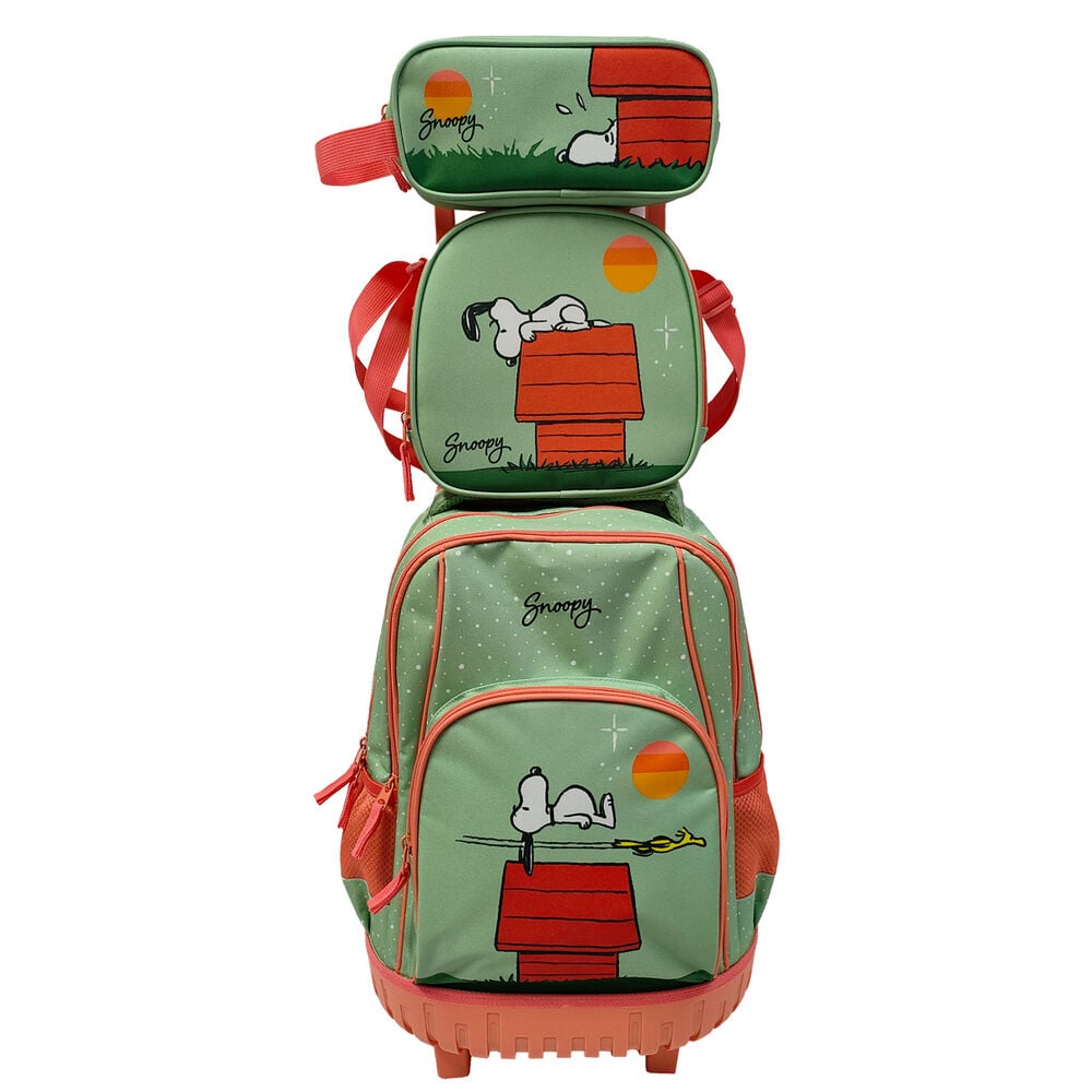 Set escolar Snoopy Peanuts con trolley, portatodo y bolsa portameriendas