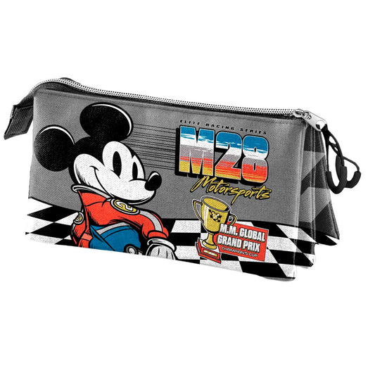 Portatodo triple gris de Mickey Disney con diseño de carreras