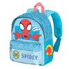Mochila azul de Spidey Marvel con telarañas y bolsillo frontal