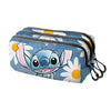 Portatodo triple azul de Stitch Disney con tres compartimentos