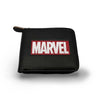 Cartera Marvel negra con logotipo frontal y cremallera