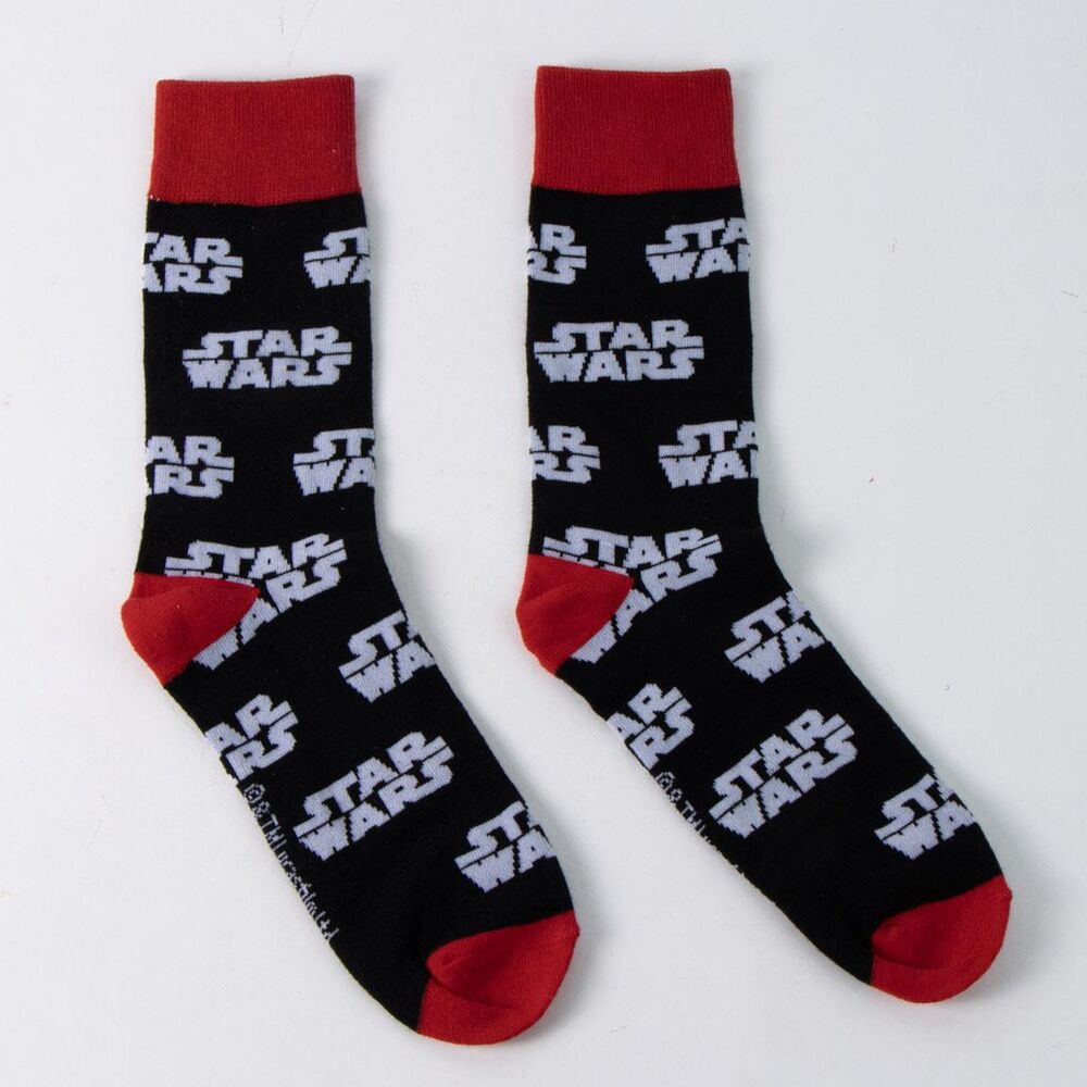 Calcetines Star Wars negros con logotipo blanco y detalles rojos - 3