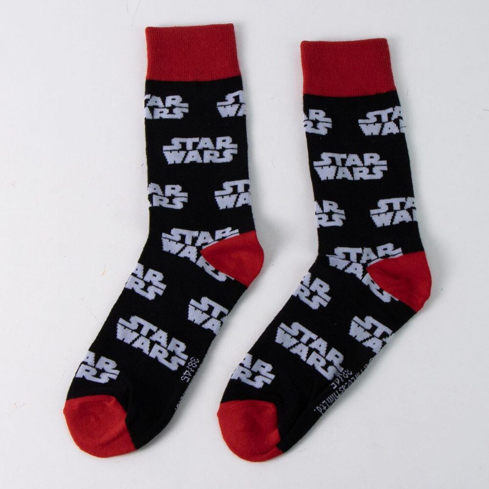 Calcetines Star Wars negros con logotipo blanco y detalles rojos - 4