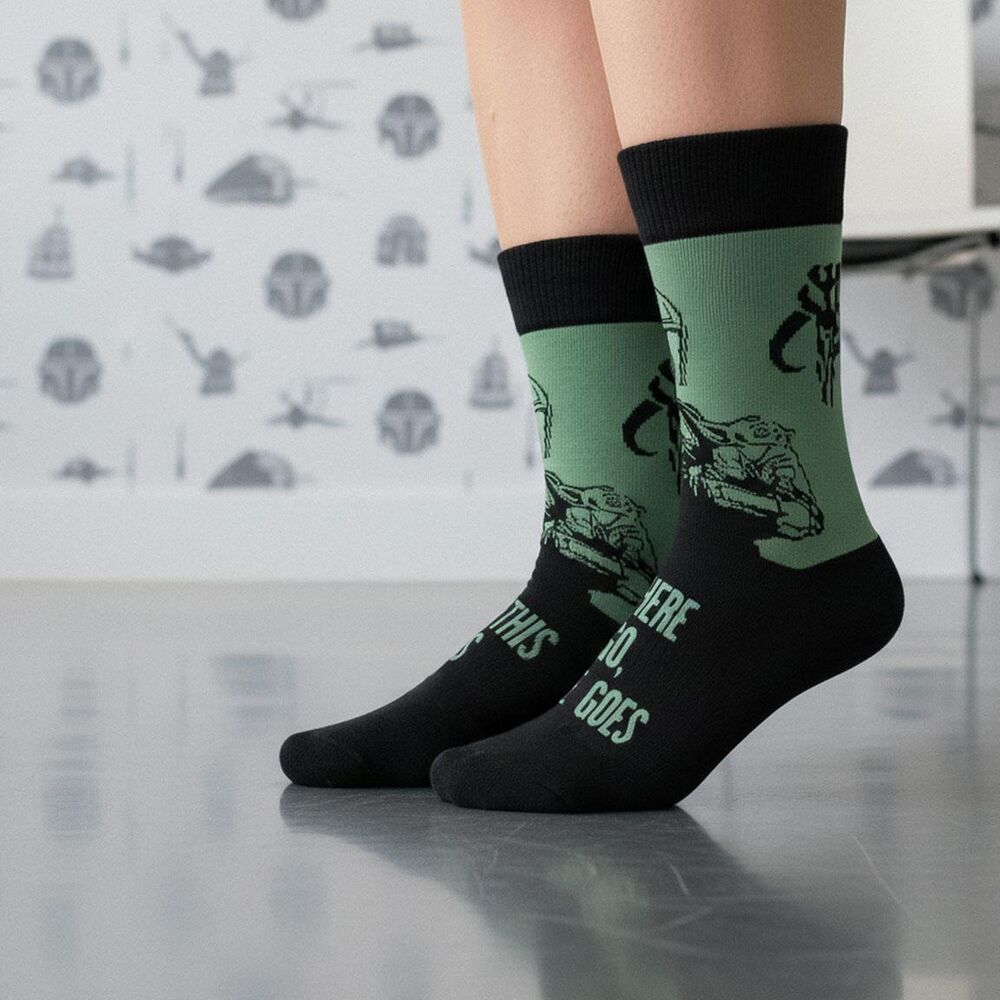 Calcetines de adulto The Mandalorian Star Wars en negro y verde - 4