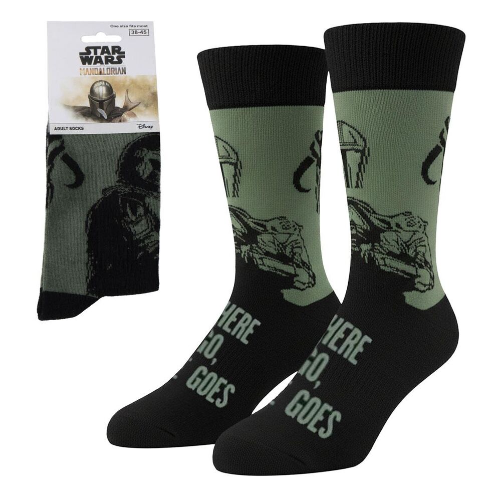 Calcetines de adulto The Mandalorian Star Wars en negro y verde