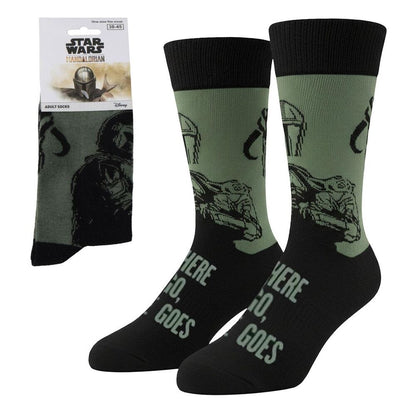 Calcetines de adulto The Mandalorian Star Wars en negro y verde
