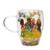 Taza de cristal Princesas Disney con flores secas
