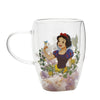 Taza de cristal de Blancanieves Disney con flores secas