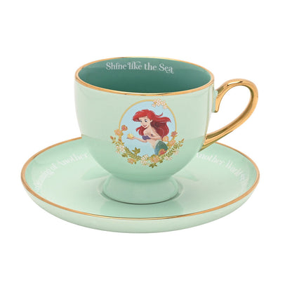 Taza de té y platillo verde menta de Ariel de La Sirenita Disney
