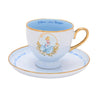 Taza de té y platillo de porcelana con Cenicienta Disney, flores y detalles dorados