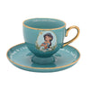 Taza de té y platillo turquesa de Jasmine Disney con detalles dorados