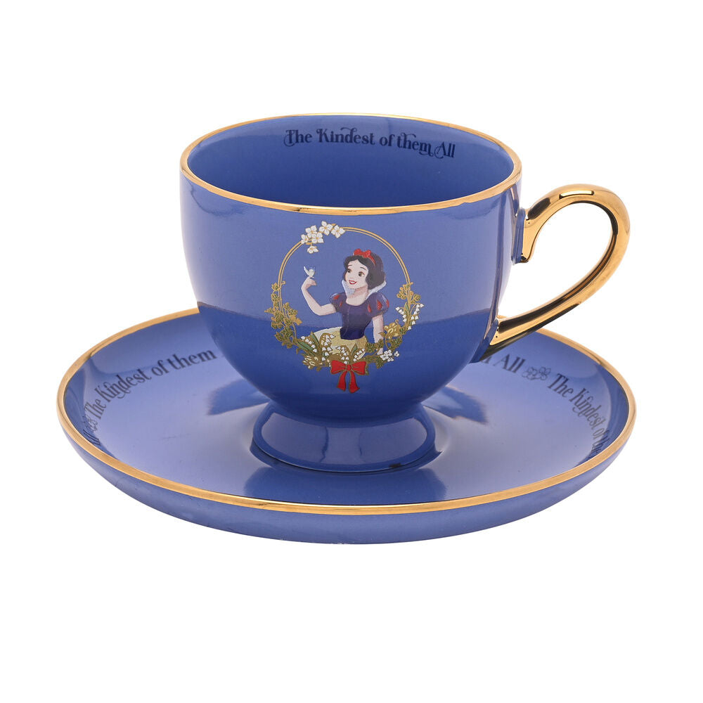 Taza de té azul con platillo de Blancanieves Disney