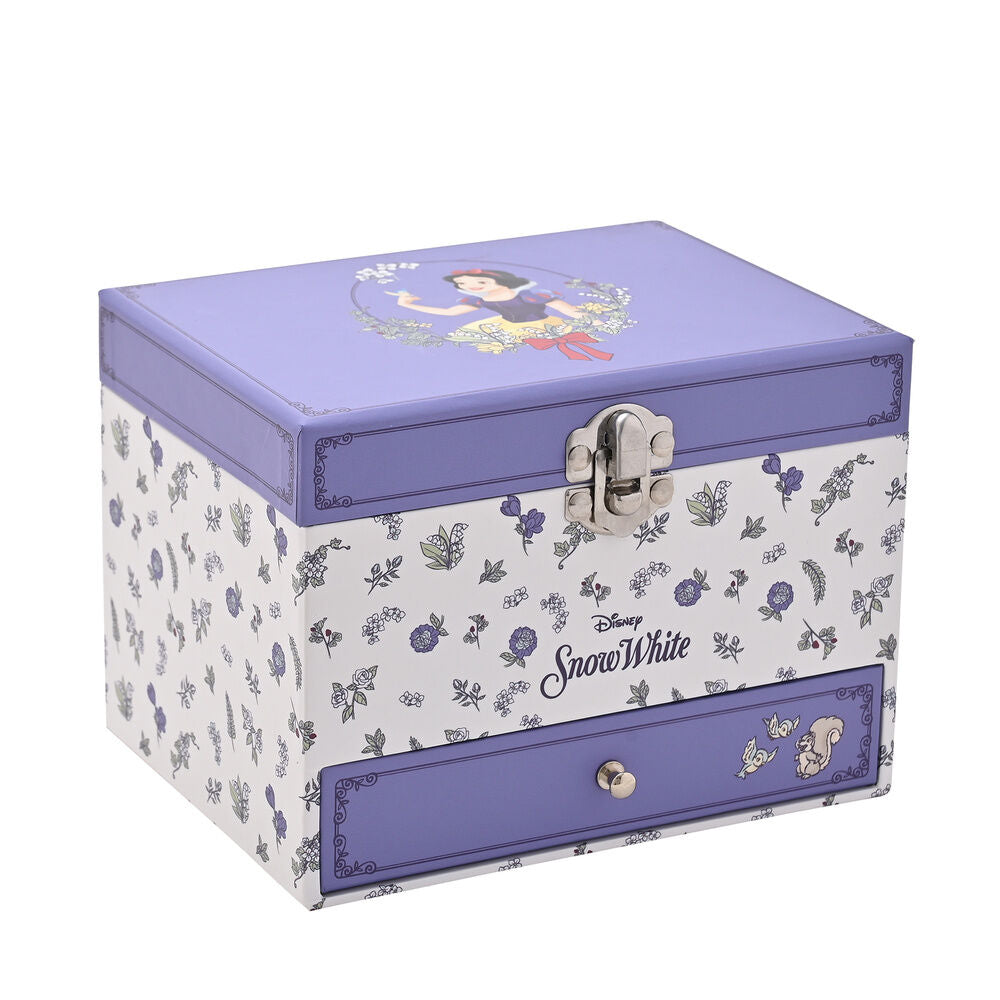 Joyero musical de Blancanieves Disney lila con cajón y diseño floral