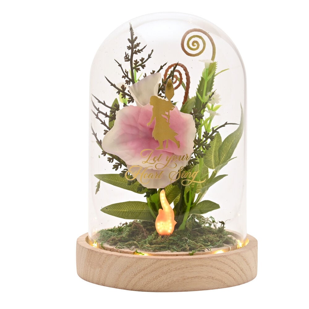 Flor campana iluminada de Vaiana Disney con base de madera