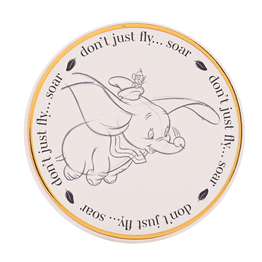 Posavasos redondo de Dumbo Disney con borde dorado