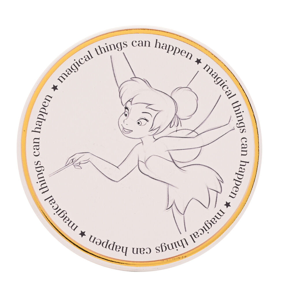 Posavasos redondo de Campanilla de Peter Pan Disney con borde amarillo