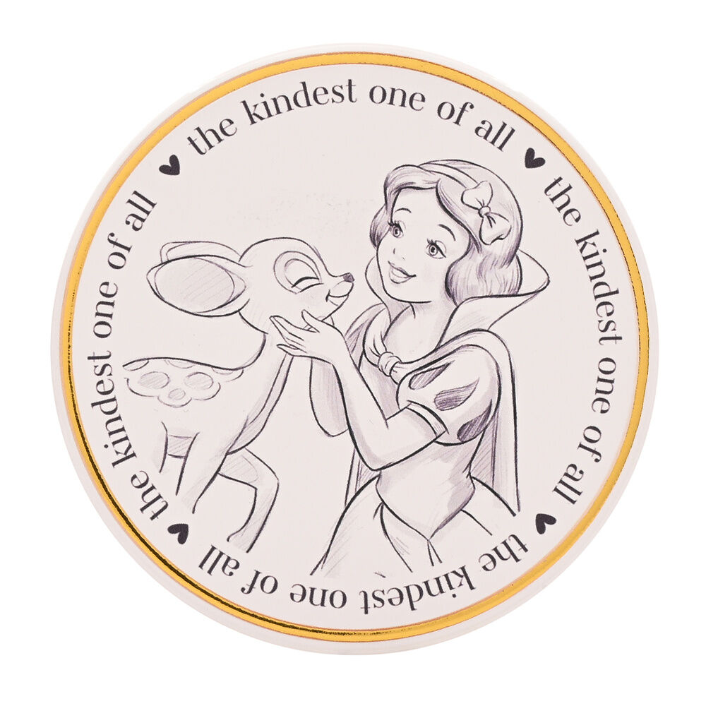 Posavasos redondo de Blancanieves Disney con cervatillo y borde dorado
