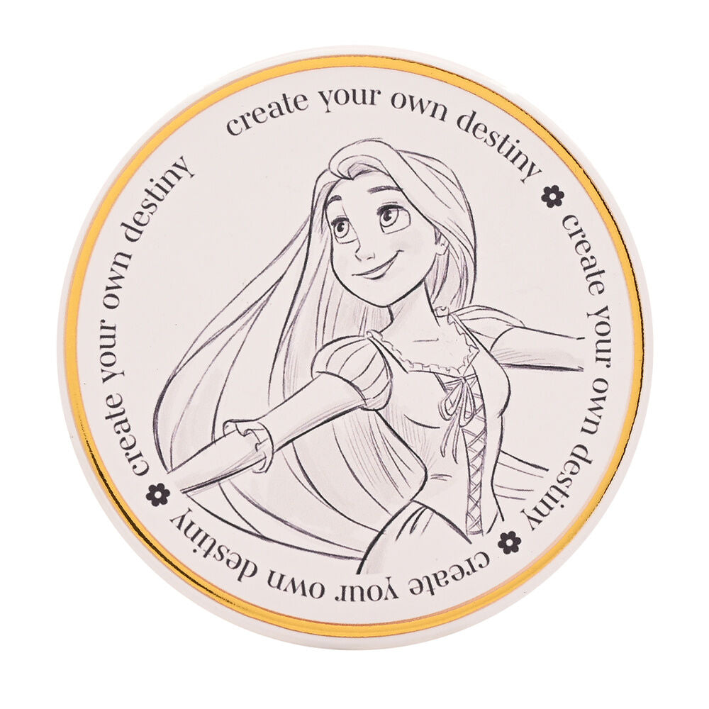 Posavasos redondo de Rapunzel Disney con borde amarillo