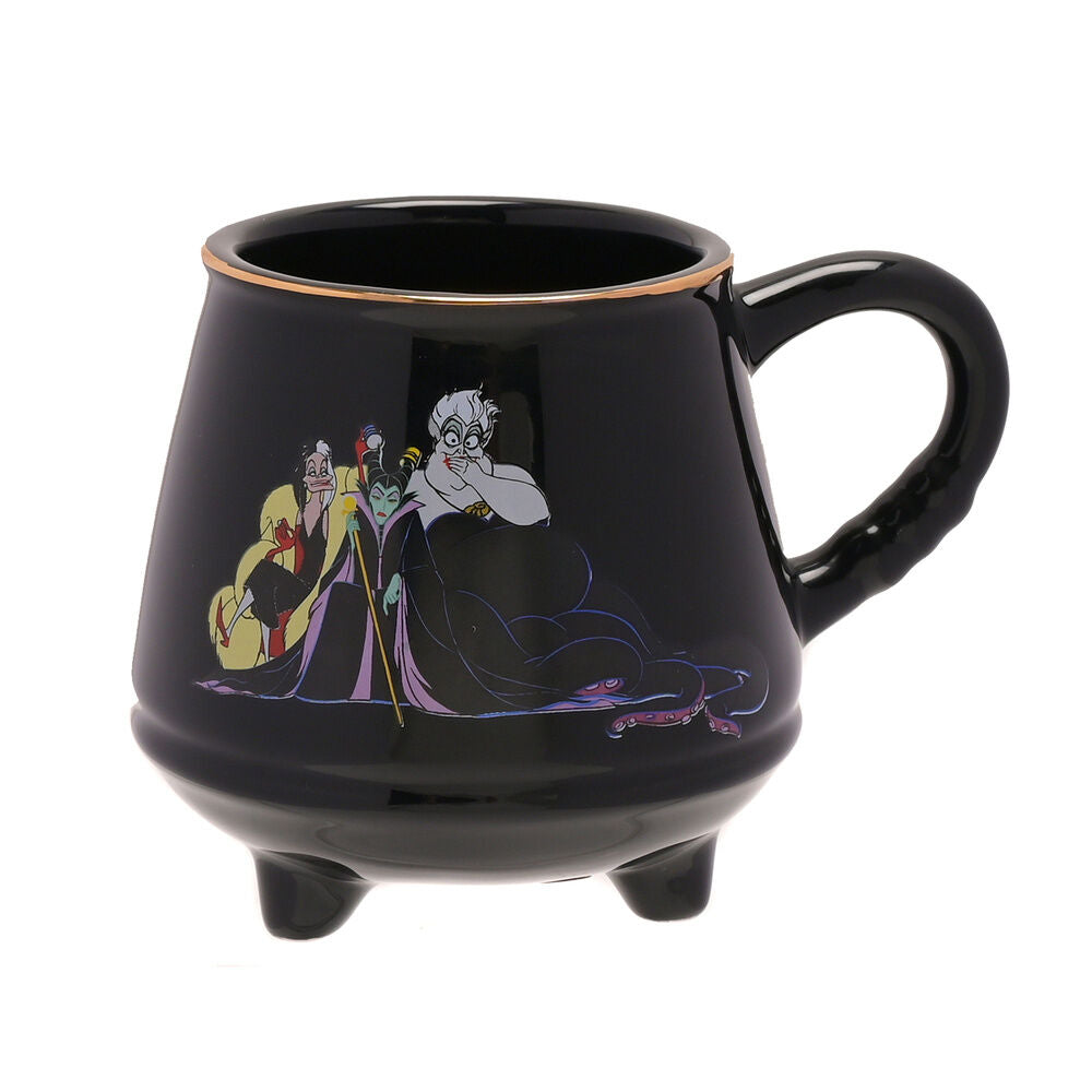 Taza caldero negra de cerámica con villanas Disney